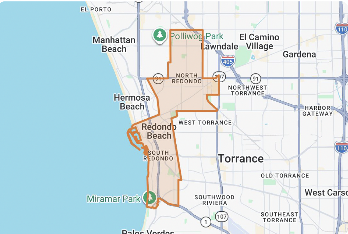 Map context for South Redondo and North Redondo